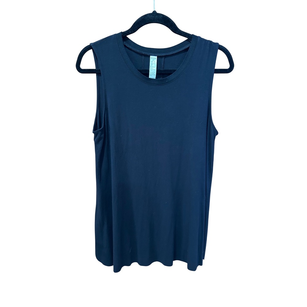 Spanx Go Lightly Tank Top Womens Large Black Sleeveless Crew Neck Rayon Blend